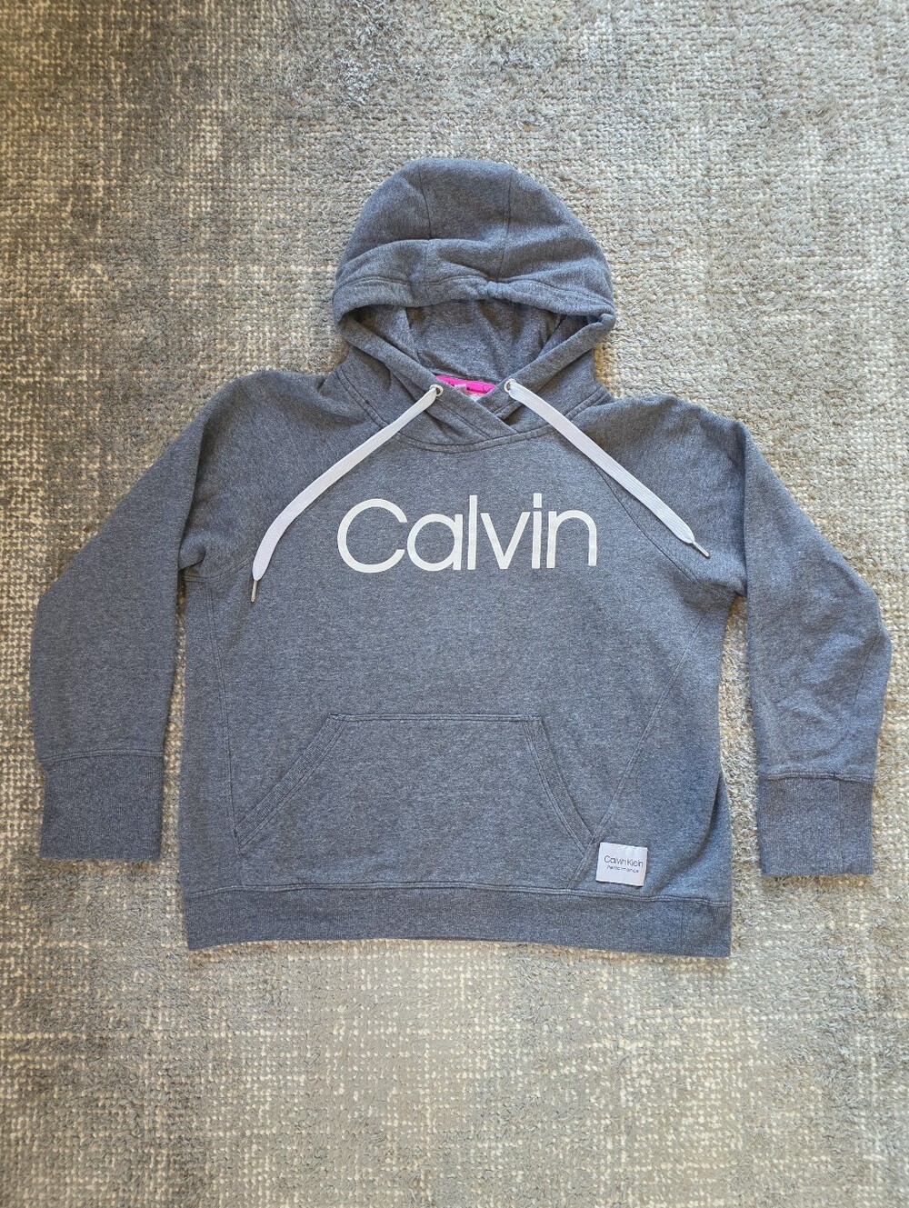 Calvin Klein Performance Women's L Gray Calvin Logo Fleece Pullover Hoodie